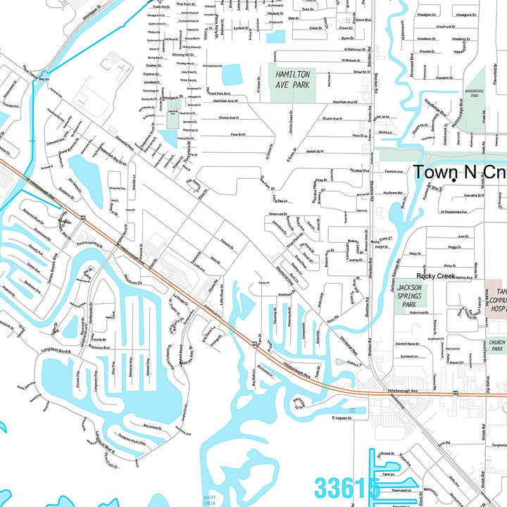 Premium Style Wall Map of Town n Country, FL