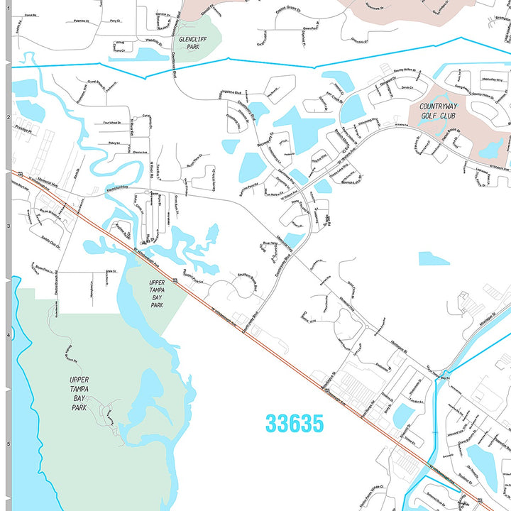 Premium Style Wall Map of Town n Country, FL