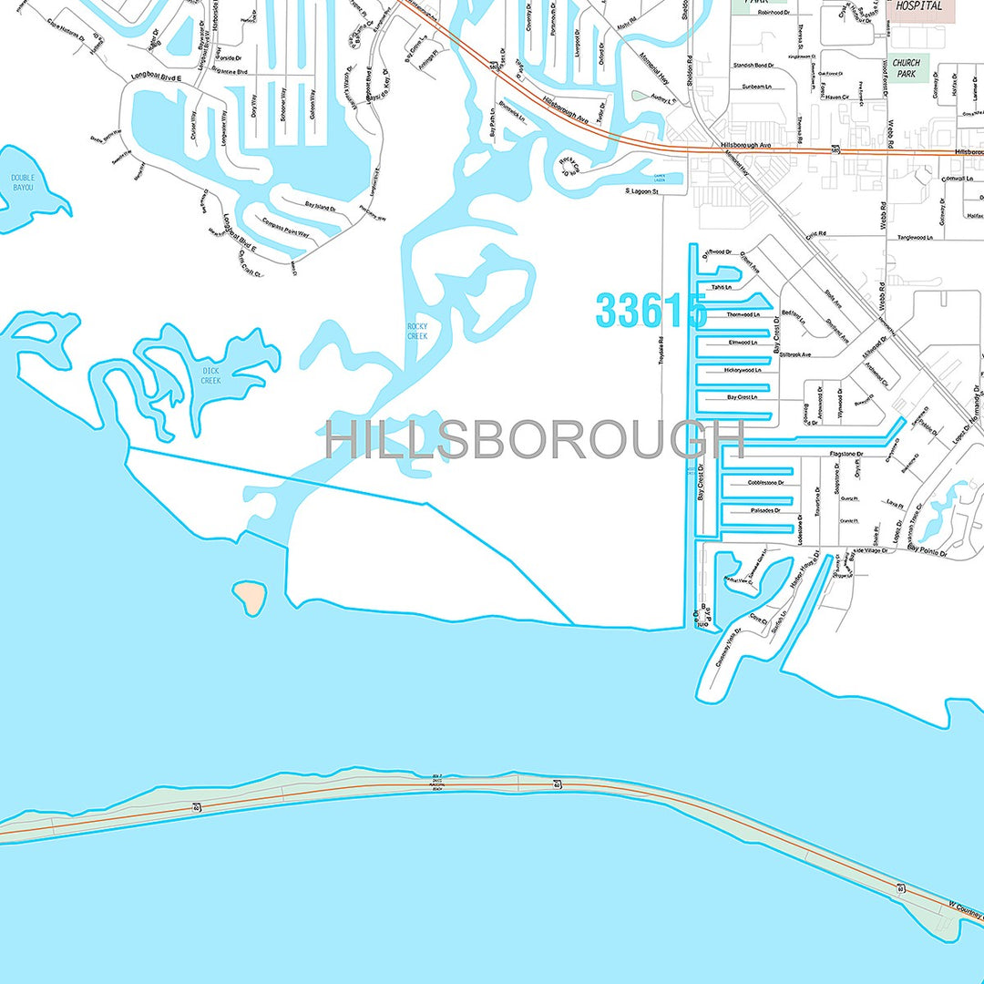 Premium Style Wall Map of Town n Country, FL