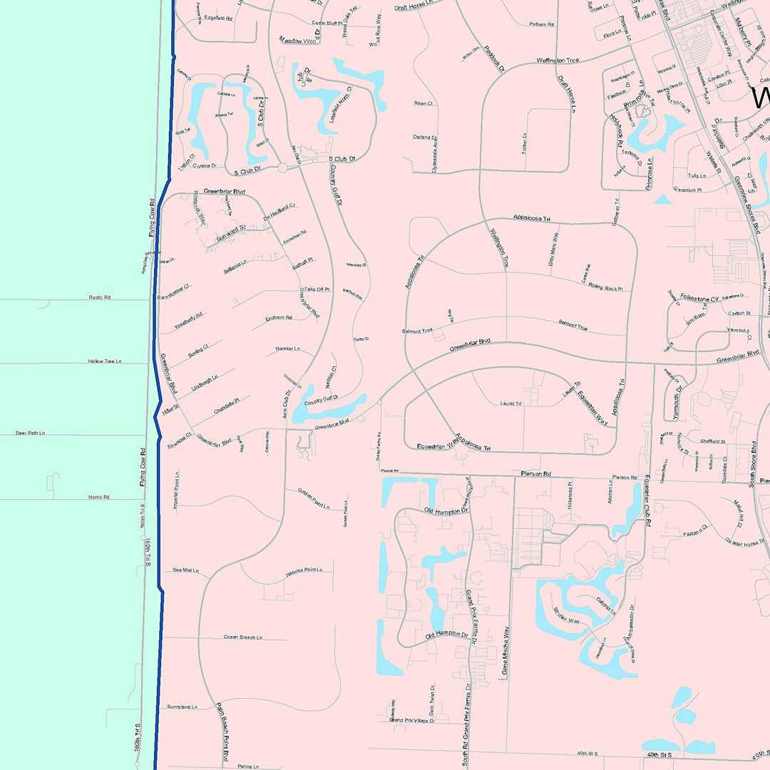 Color Cast Zip Code Style Wall Map of Wellington, FL