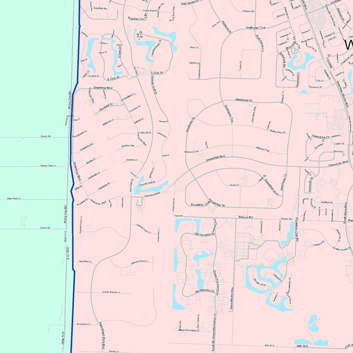 Color Cast Zip Code Style Wall Map of Wellington, FL