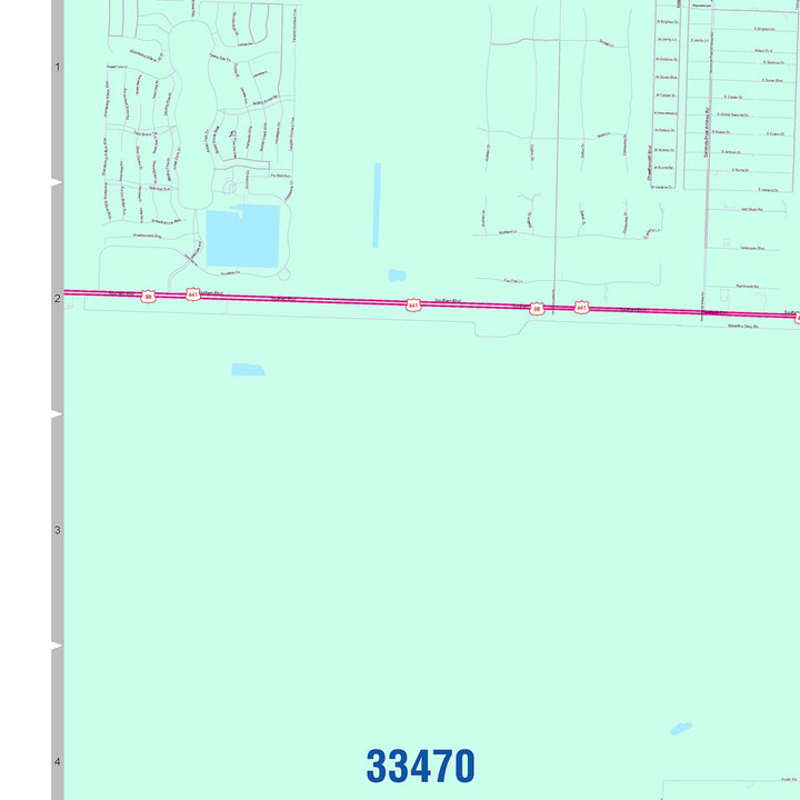 Color Cast Zip Code Style Wall Map of Wellington, FL