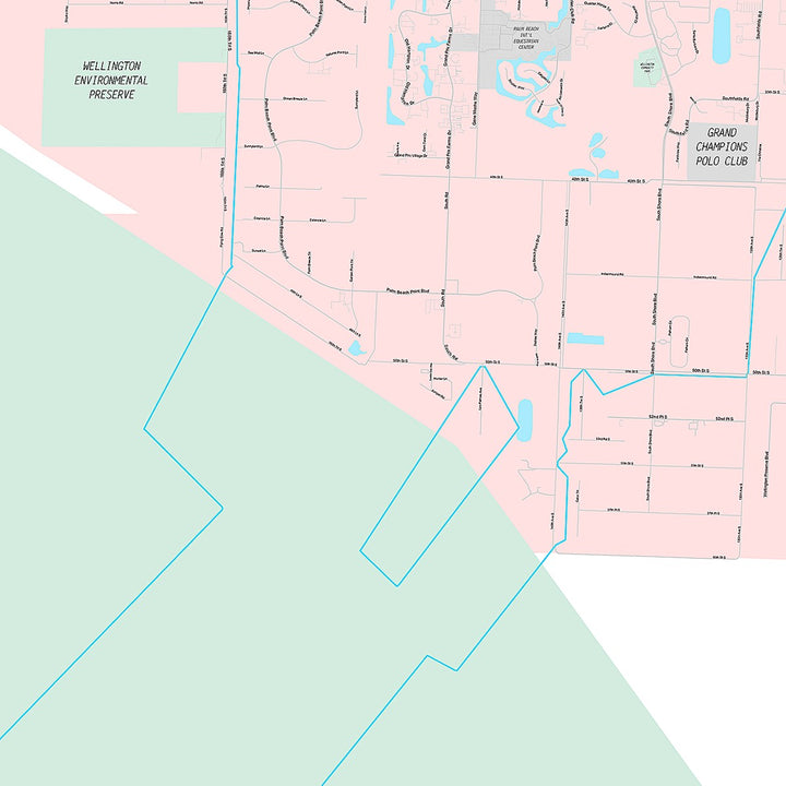 Premium Style Wall Map of Wellington, FL