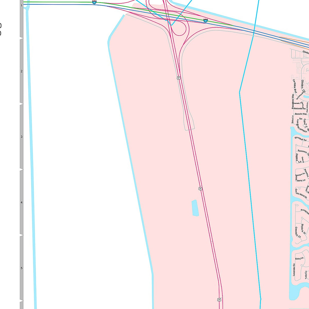 Premium Style Wall Map of Weston, FL