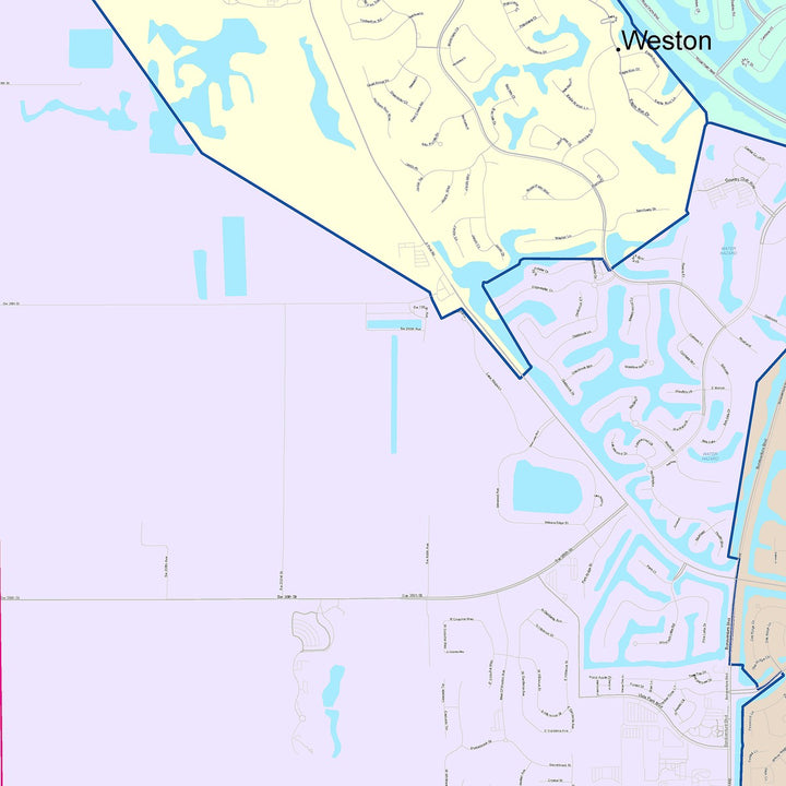 Color Cast Zip Code Style Wall Map of Weston, FL