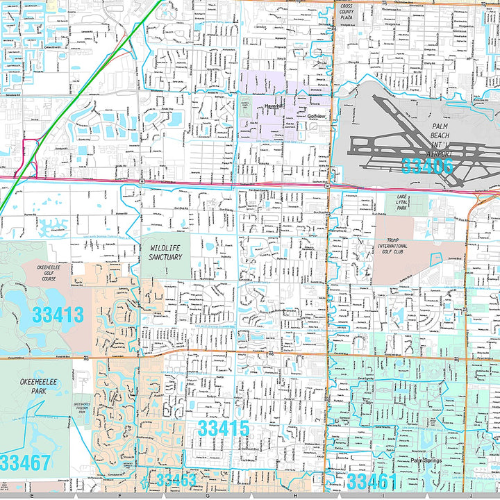 Premium Style Wall Map of West Palm Beach, FL