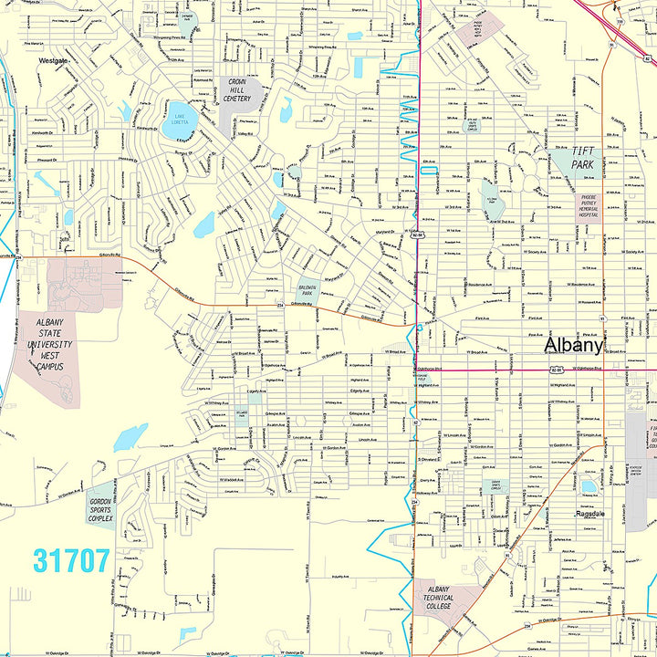 Premium Style Wall Map of Albany, GA