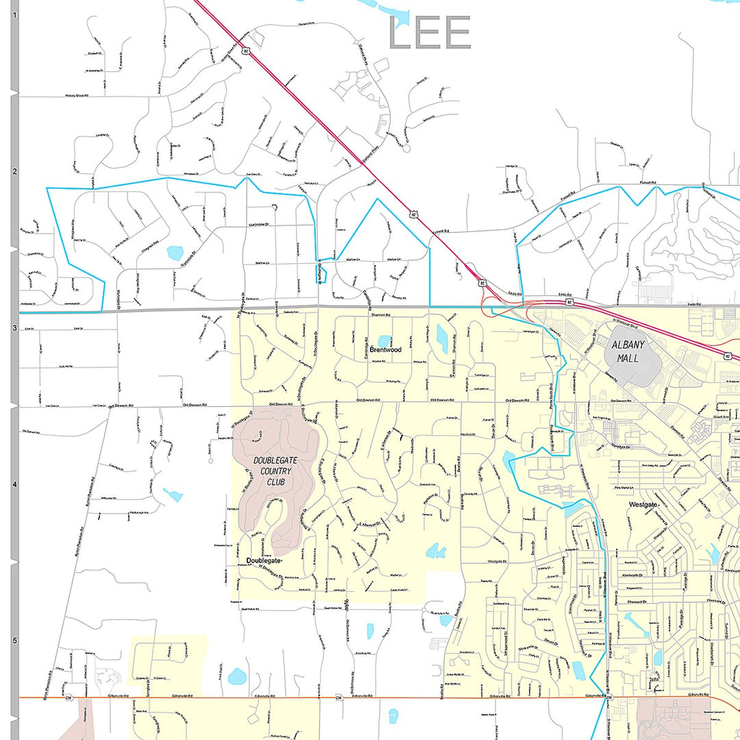 Premium Style Wall Map of Albany, GA