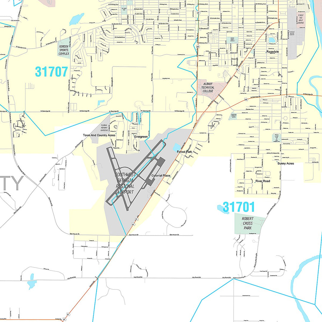 Premium Style Wall Map of Albany, GA