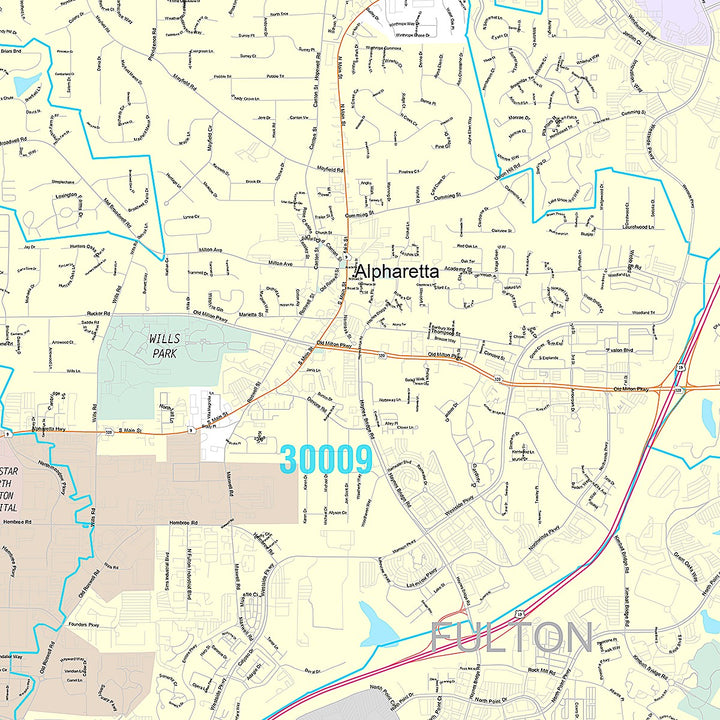 Premium Style Wall Map of Alpharetta, GA