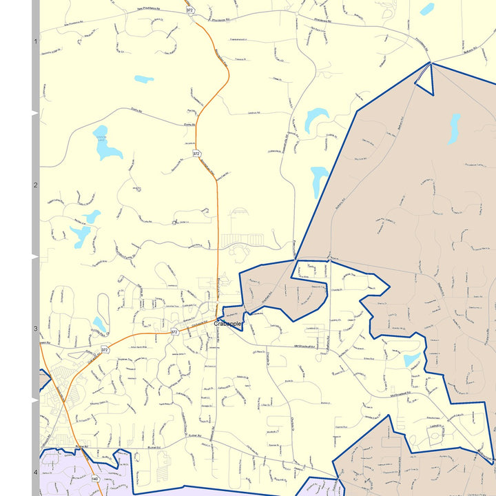Color Cast Zip Code Style Wall Map of Alpharetta, GA