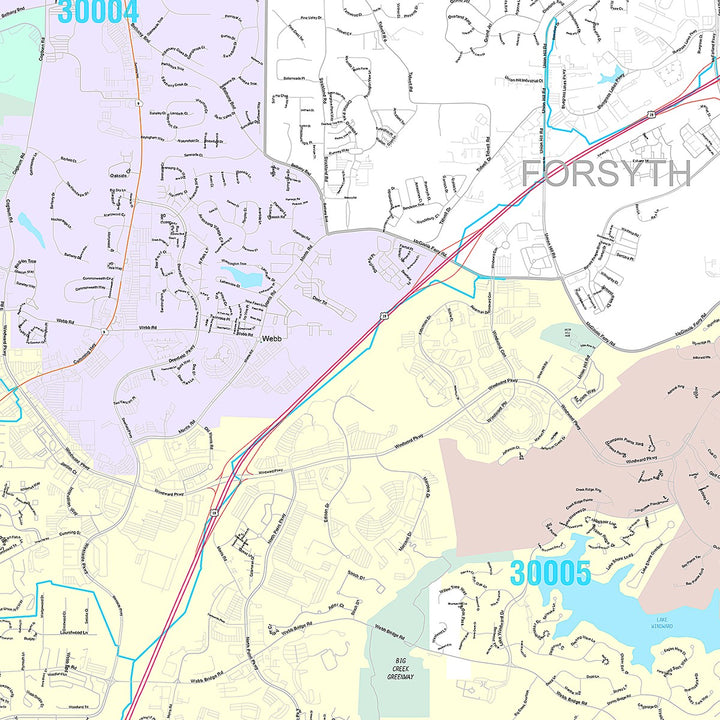 Premium Style Wall Map of Alpharetta, GA