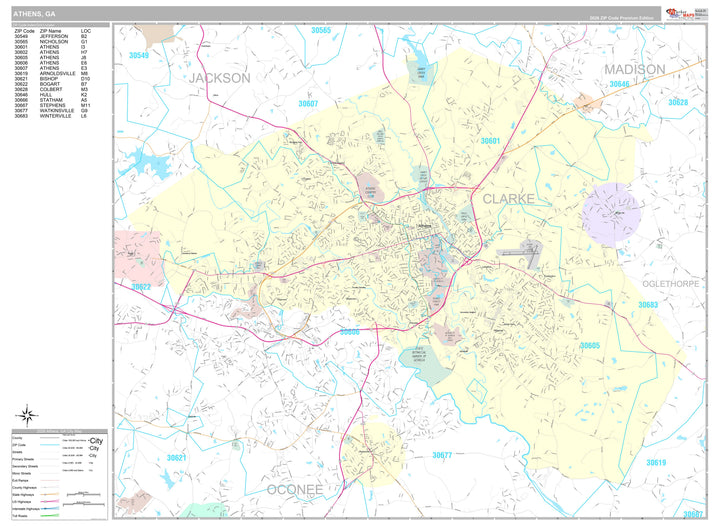 Premium Style Wall Map of Athens, GA