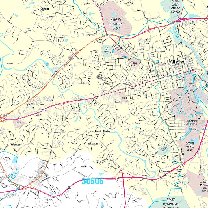 Premium Style Wall Map of Athens, GA