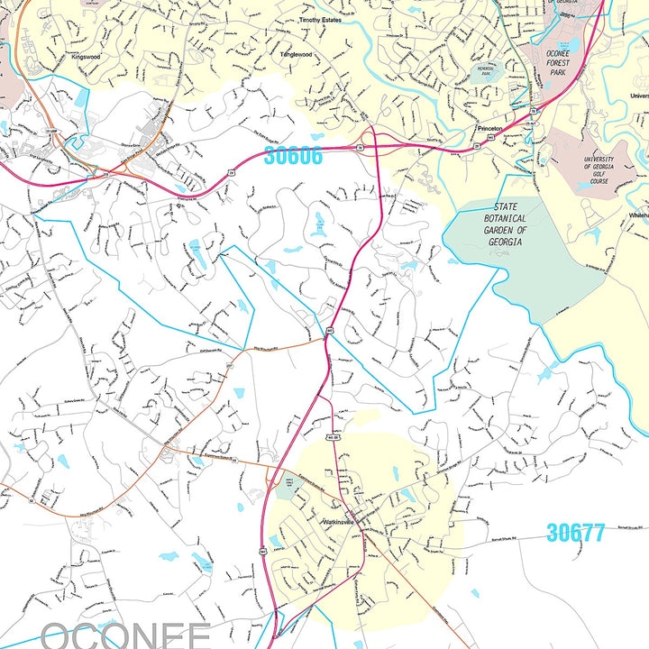 Premium Style Wall Map of Athens, GA