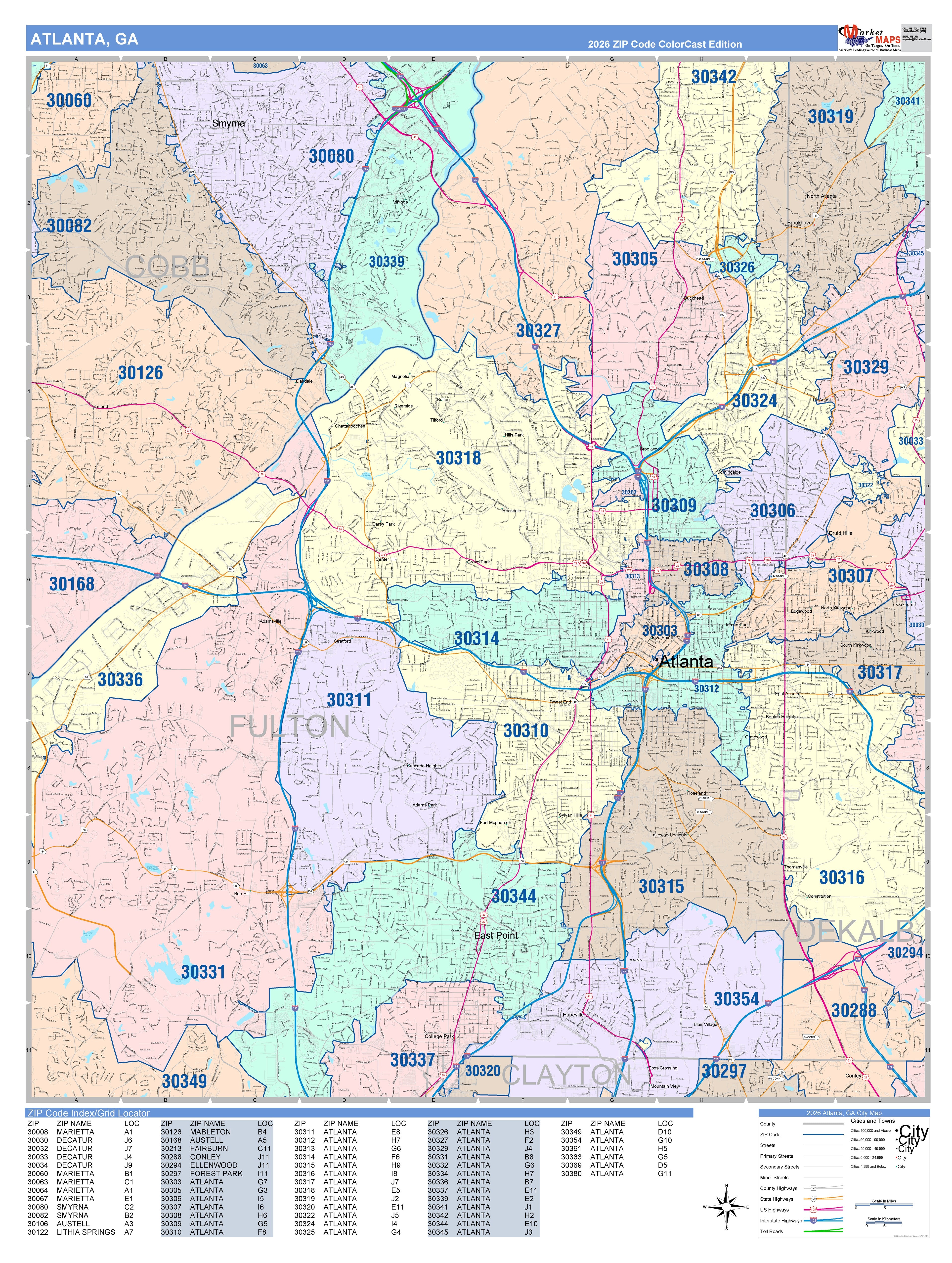 Atlanta Zip Code Map State Map