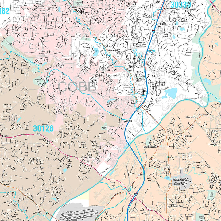 Premium Style Wall Map of Atlanta GA