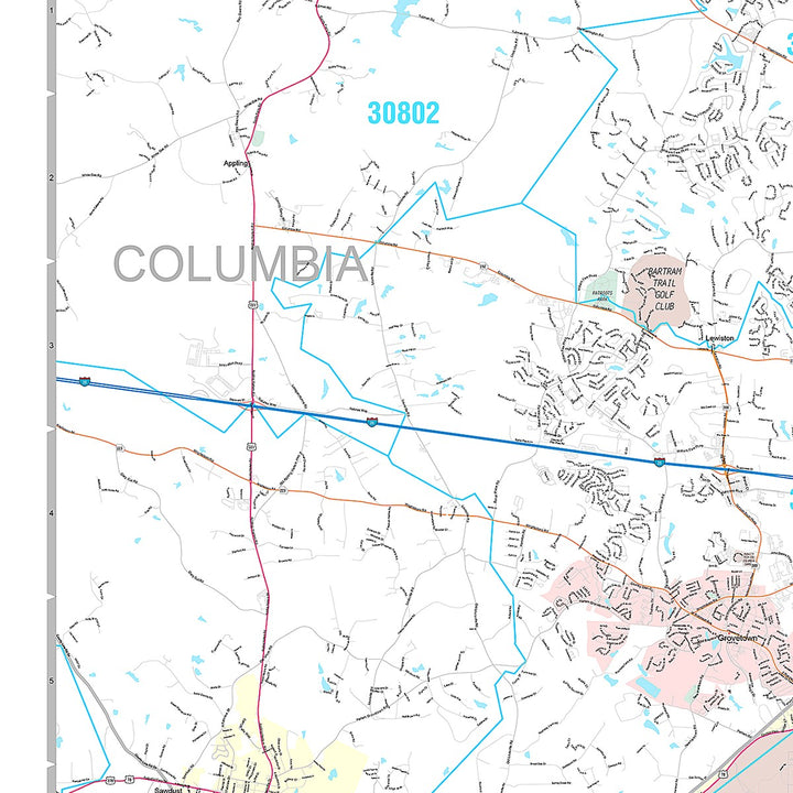 Premium Style Wall Map of Augusta GA