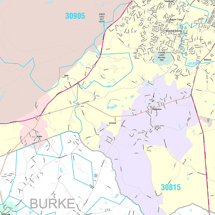 Premium Style Wall Map of Augusta GA