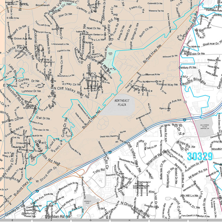 Premium Style Wall Map of Brookhaven, GA