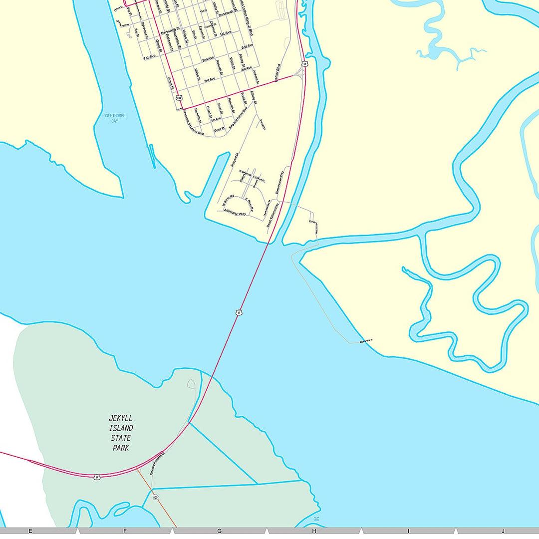 Premium Style Wall Map of Brunswick, GA
