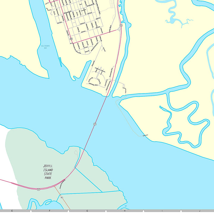 Premium Style Wall Map of Brunswick, GA
