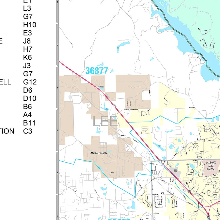 Premium Style Wall Map of Columbus GA