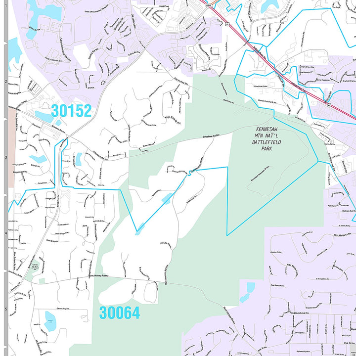 Premium Style Wall Map of Marietta, GA