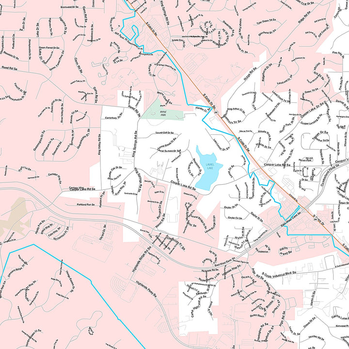 Premium Style Wall Map of Smyrna, GA