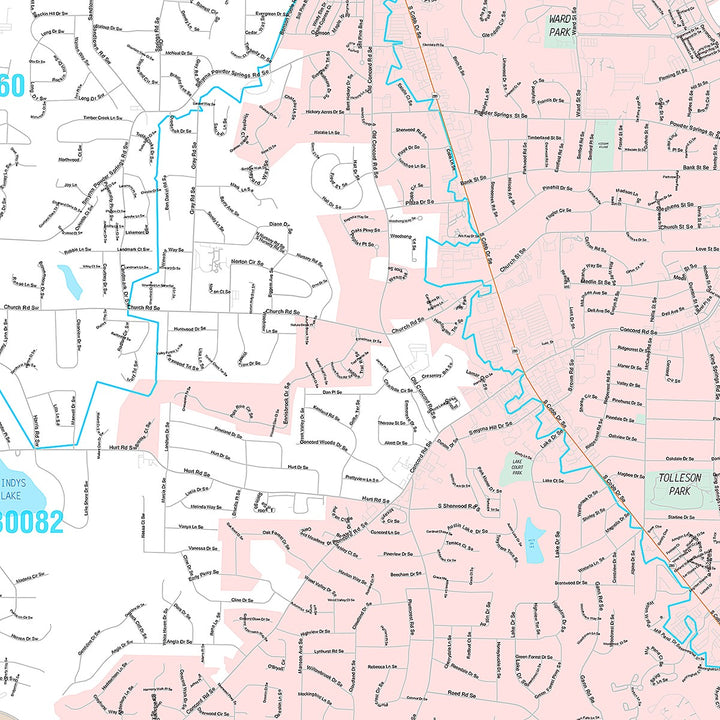 Premium Style Wall Map of Smyrna, GA