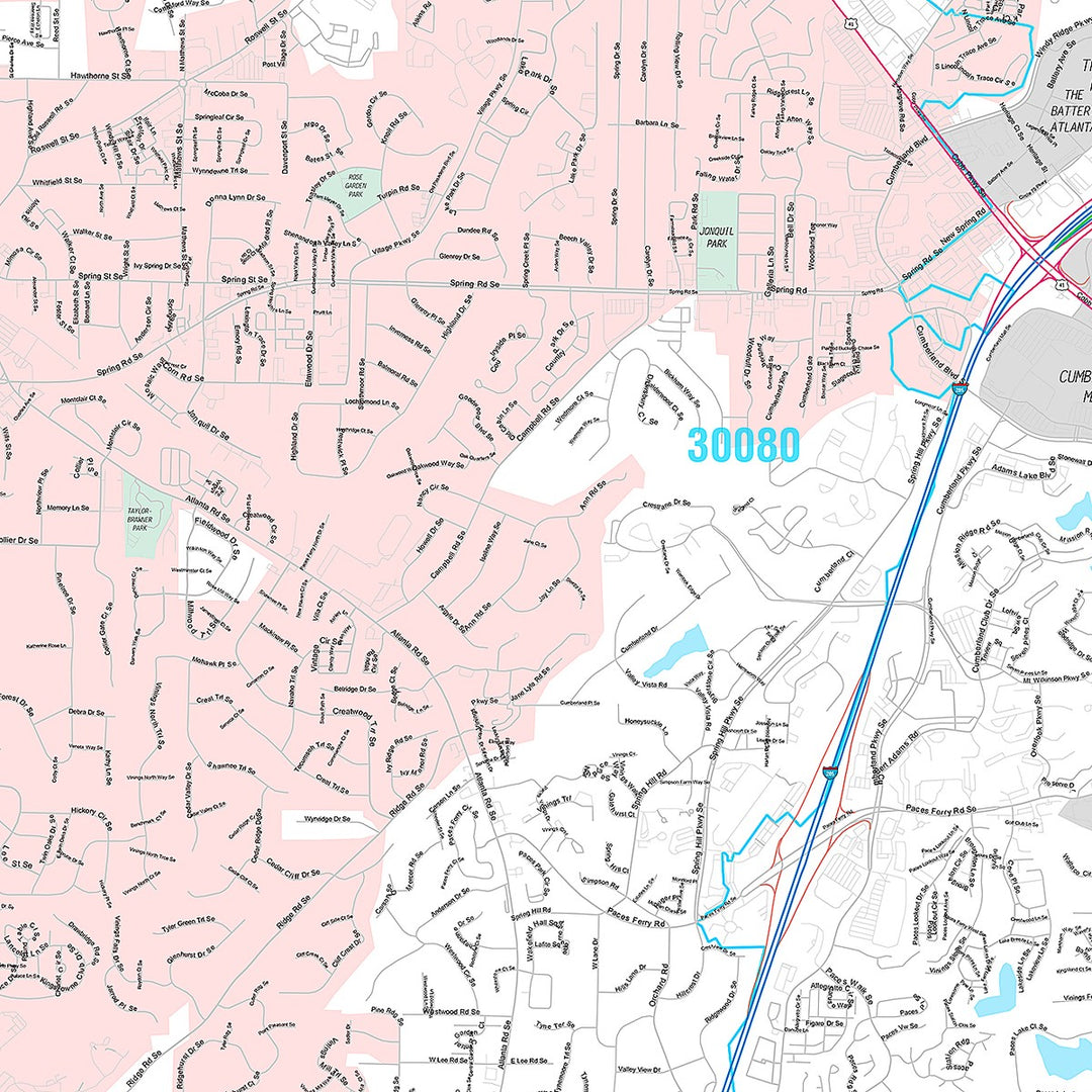 Premium Style Wall Map of Smyrna, GA