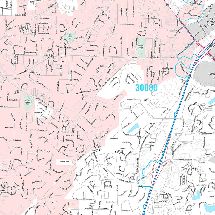 Premium Style Wall Map of Smyrna, GA