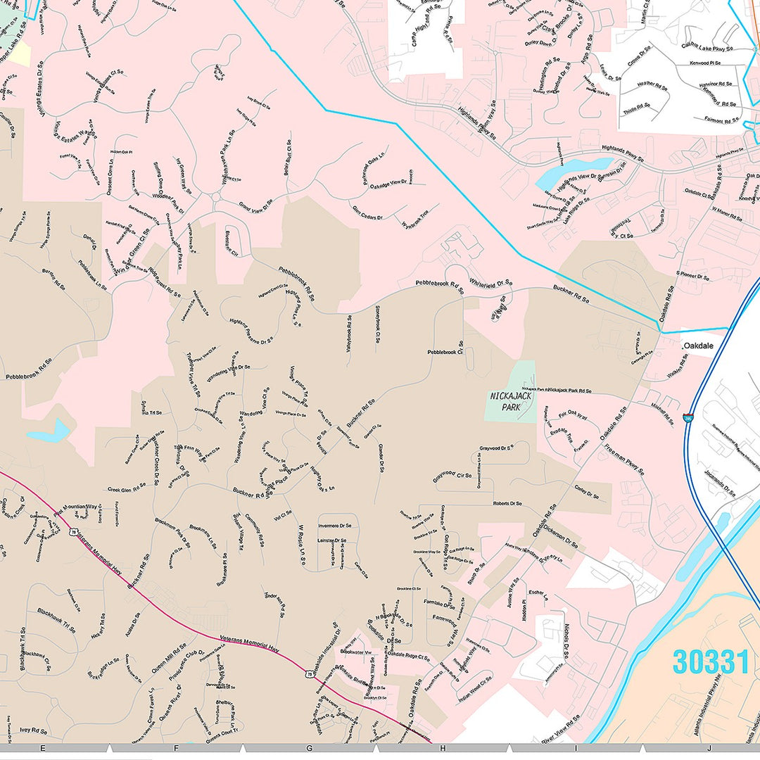 Premium Style Wall Map of Smyrna, GA