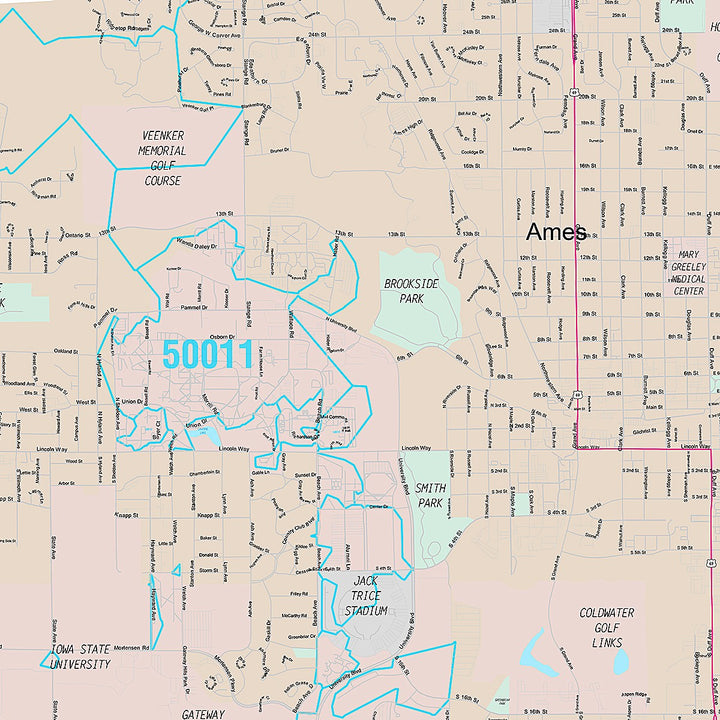 Premium Style Wall Map of Ames, IA