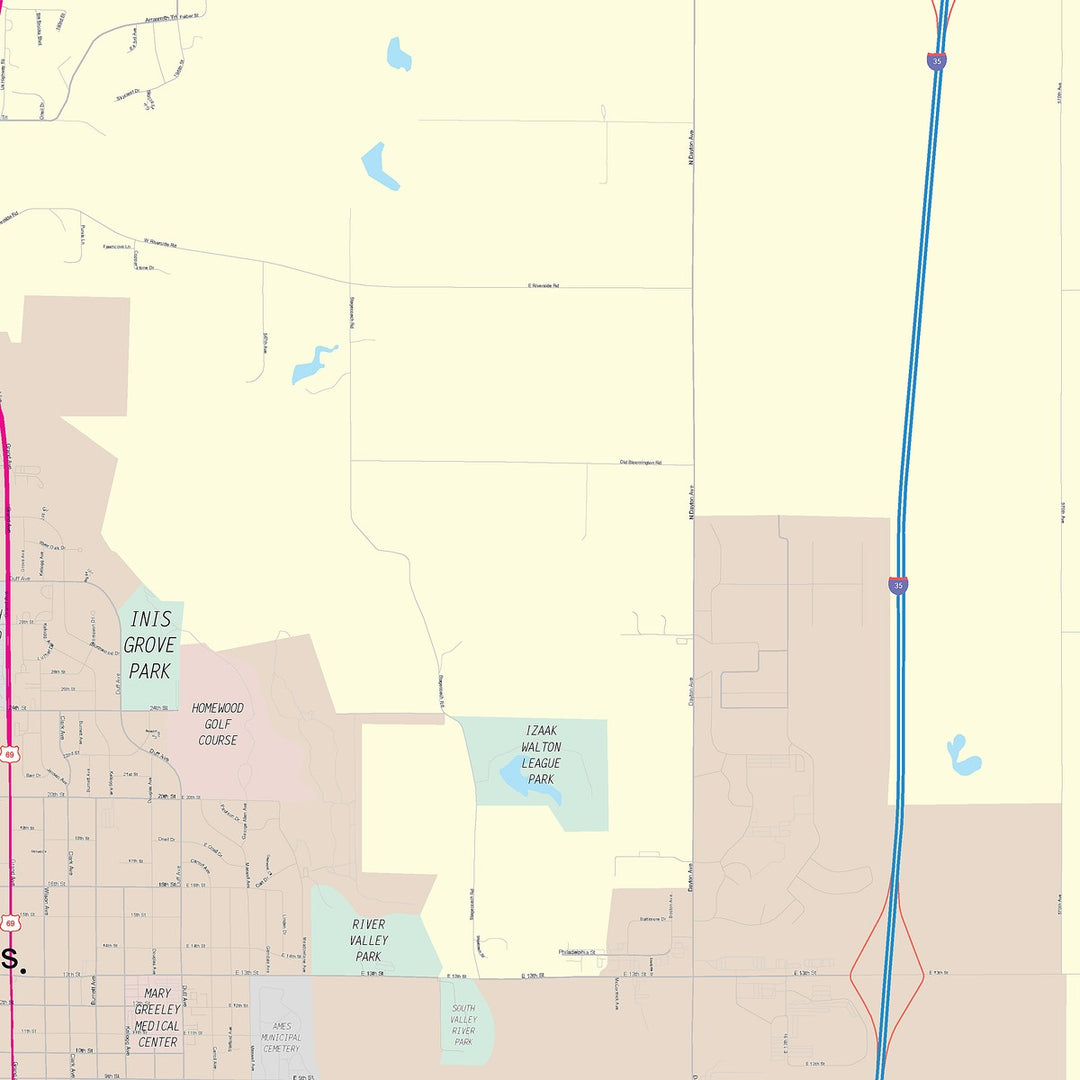 Color Cast Zip Code Style Wall Map of Ames, IA