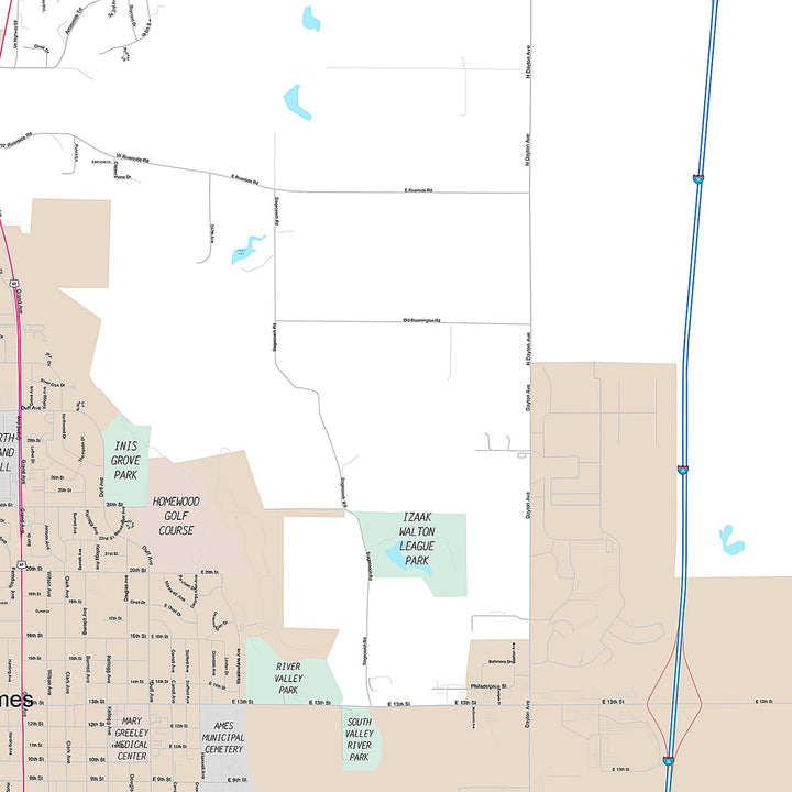 Premium Style Wall Map of Ames, IA