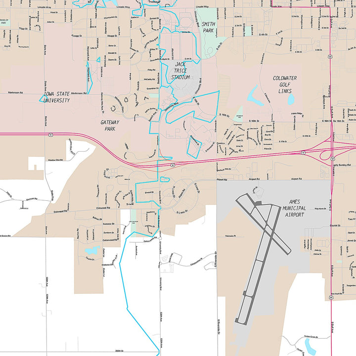 Premium Style Wall Map of Ames, IA