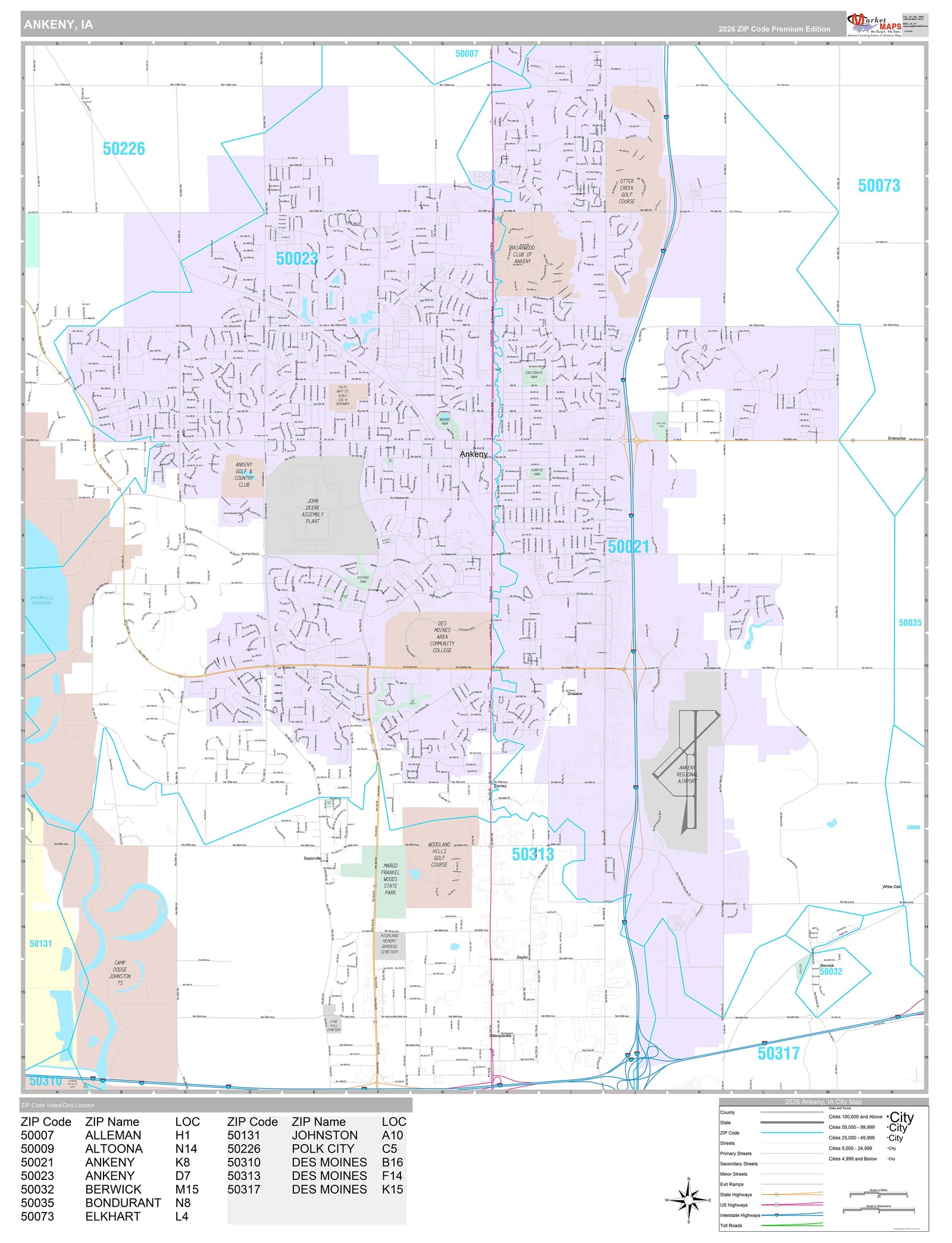Premium Style Wall Map of Ankeny, IA