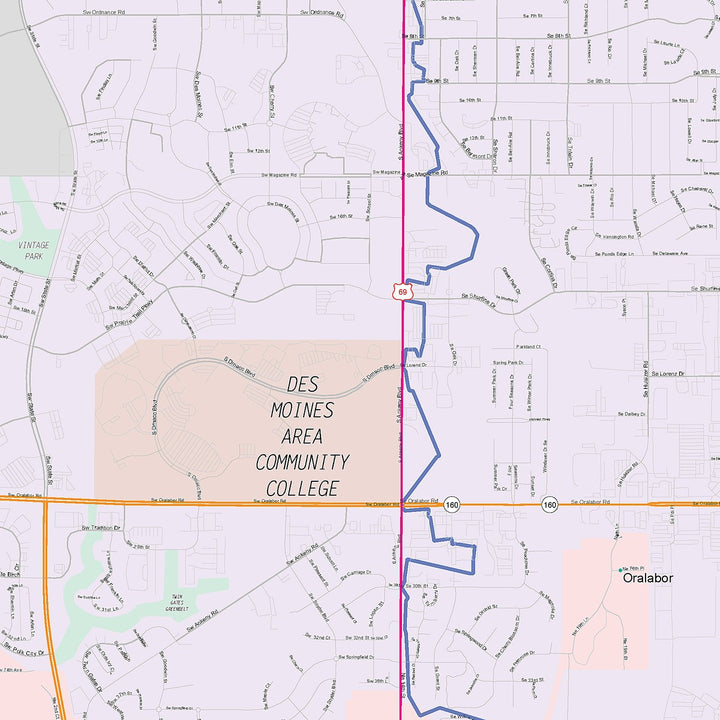 Color Cast Zip Code Style Wall Map of Ankeny, IA