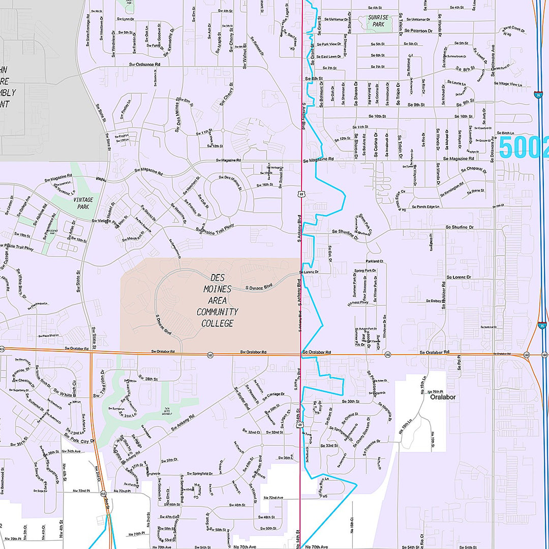 Premium Style Wall Map of Ankeny, IA