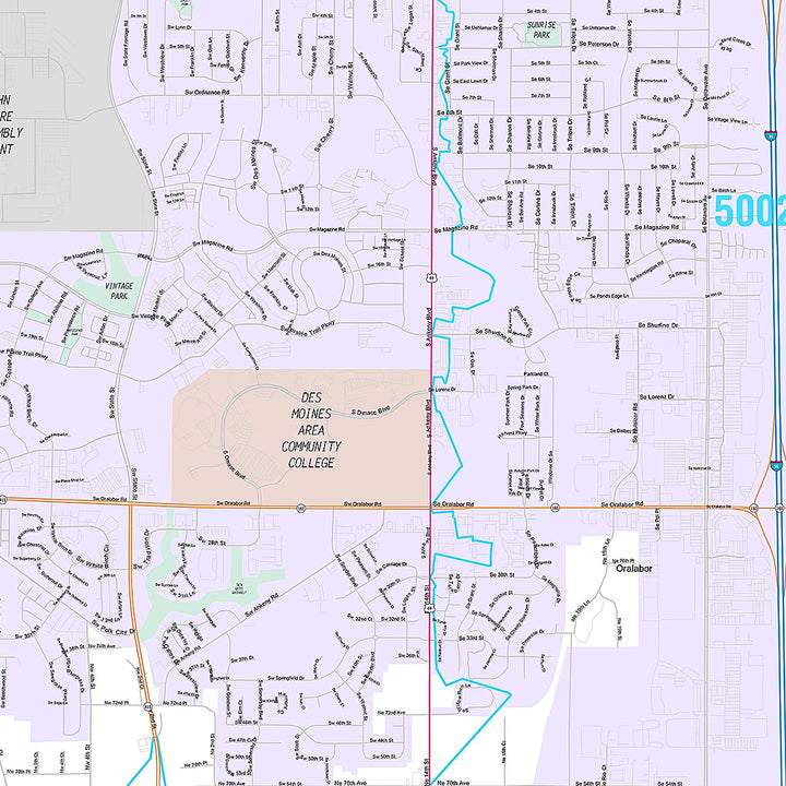 Premium Style Wall Map of Ankeny, IA