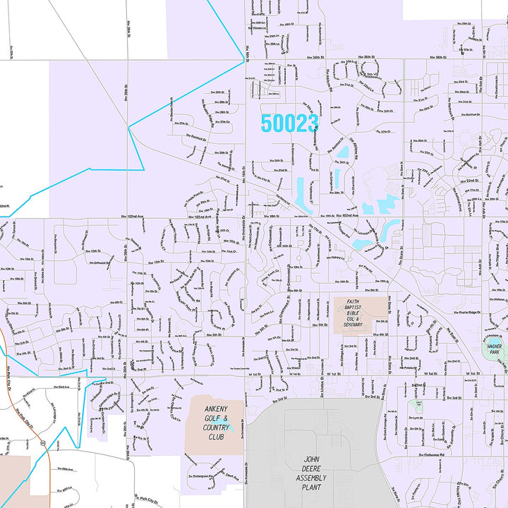 Premium Style Wall Map of Ankeny, IA