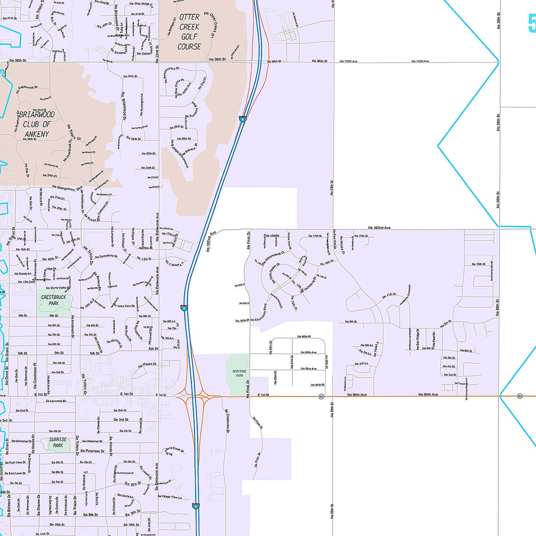 Premium Style Wall Map of Ankeny, IA