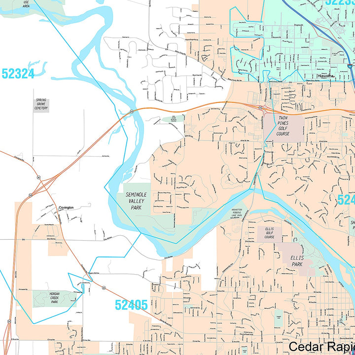 Premium Style Wall Map of Cedar Rapids, IA