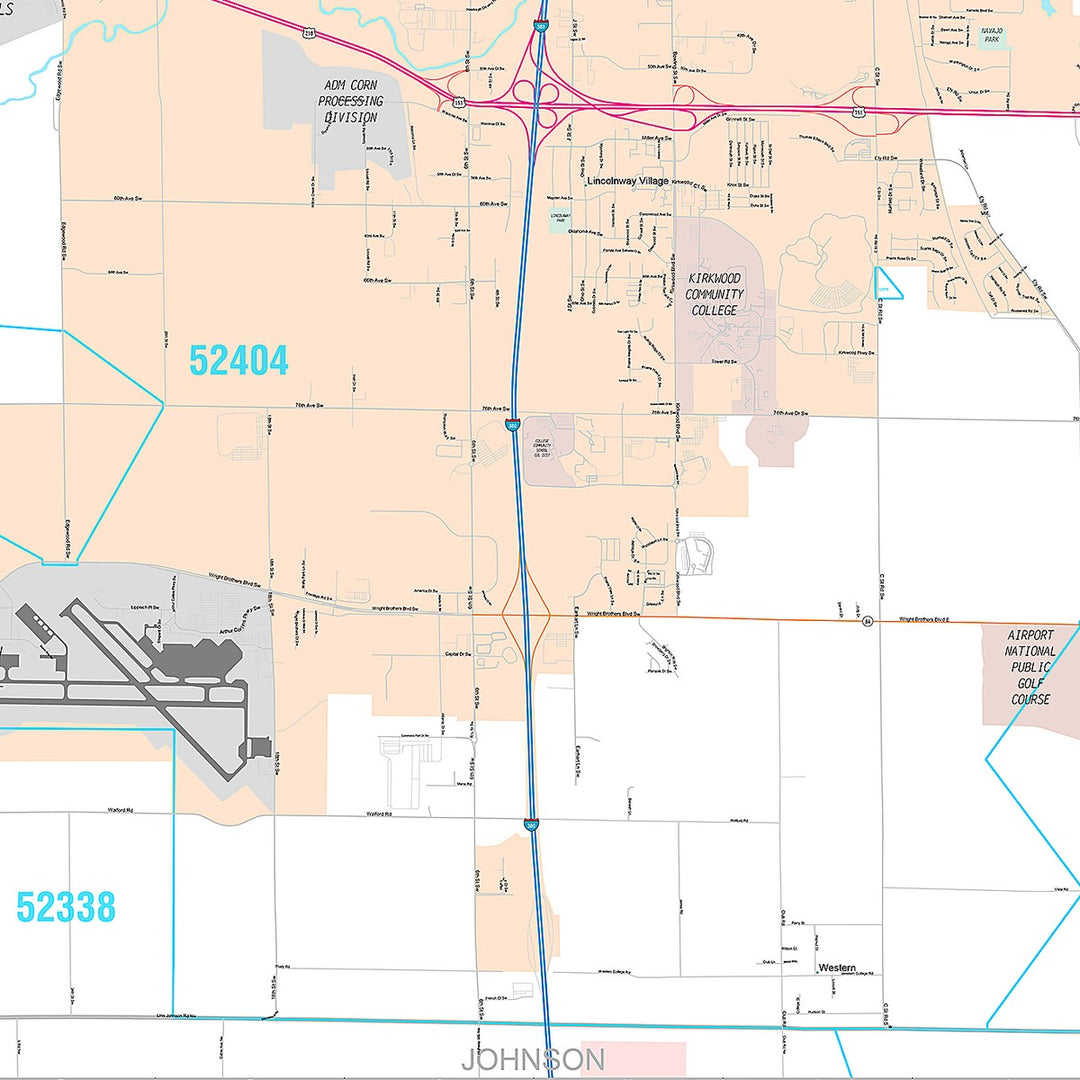 Premium Style Wall Map of Cedar Rapids, IA