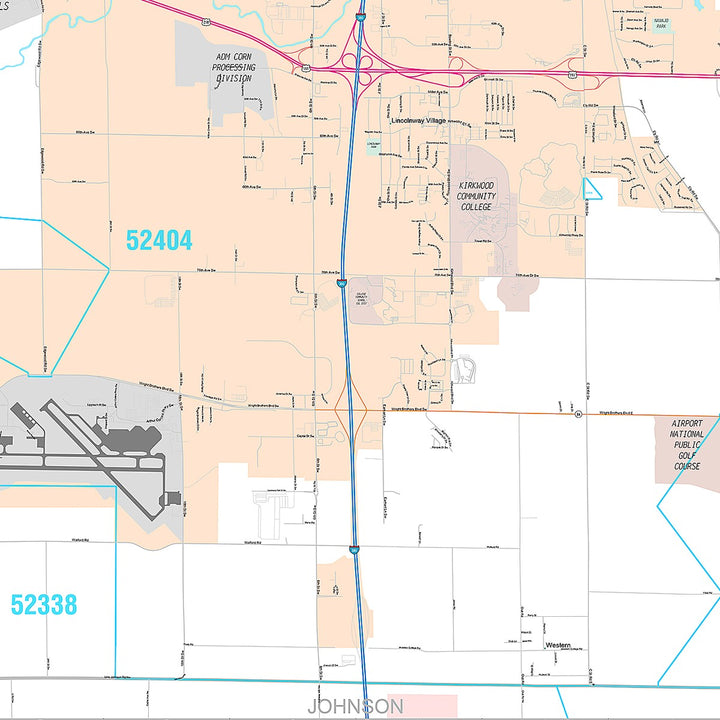 Premium Style Wall Map of Cedar Rapids, IA