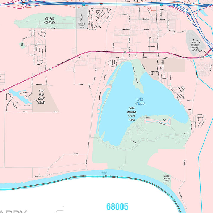 Premium Style Wall Map of Council Bluffs, IA