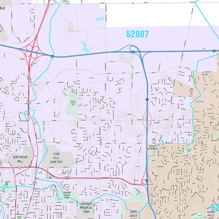 Premium Style Wall Map of Davenport, IA
