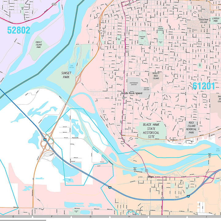 Premium Style Wall Map of Davenport, IA
