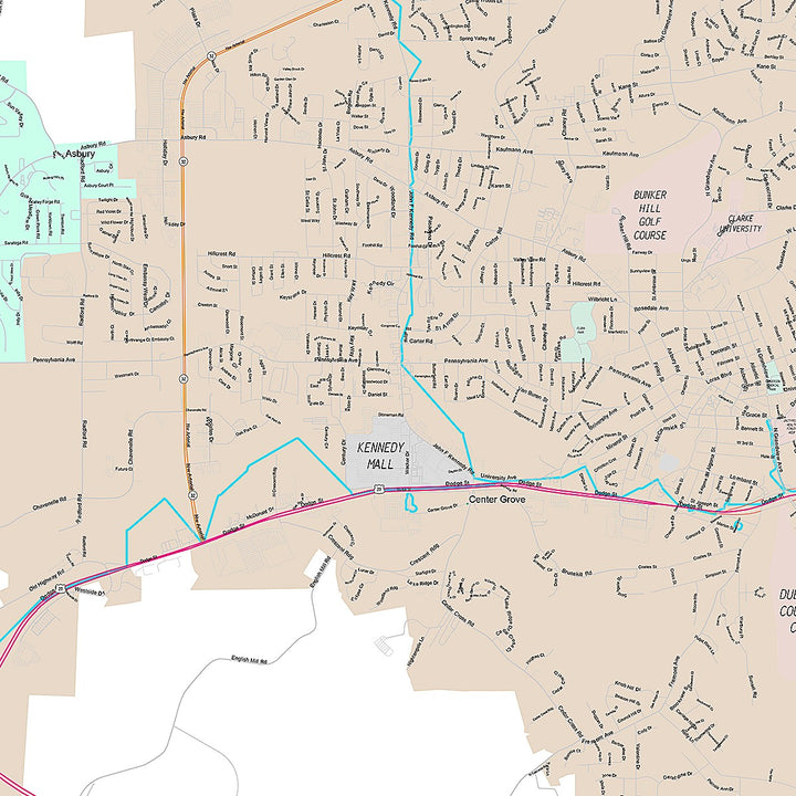 Premium Style Wall Map of Dubuque, IA